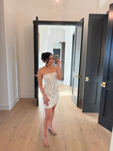 Load image into Gallery viewer, CORALINE BUTTON MINI DRESS | NEUTRAL