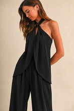 Load image into Gallery viewer, SAVANNAH HALTER TIE LINEN BLEND TOP | BLACK