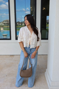 CELINE FLORAL EMBROIDERY BLOUSE | IVORY