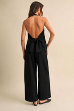 Load image into Gallery viewer, SAVANNAH HALTER TIE LINEN BLEND TOP | BLACK