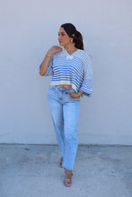 Load image into Gallery viewer, JENNA STRIPED SLOUCHY KNIT TOP | ECRU &amp; BLUE