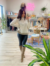 Load image into Gallery viewer, LOTTIE SIDE ZIPPER TURTLENECK SWEATER TOP | CREAM &amp; MOCHA