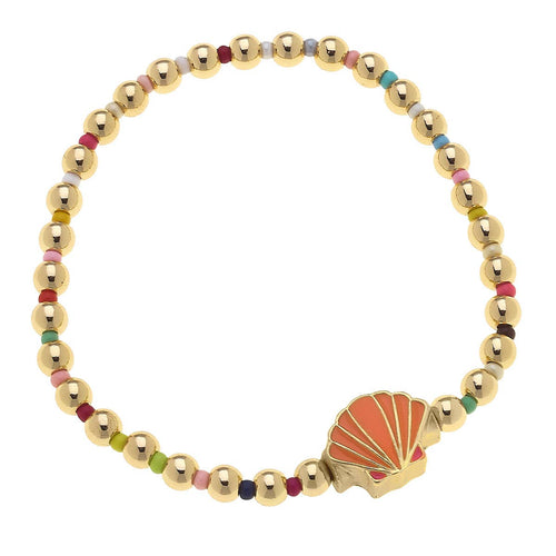 BEACH DAYS RAINBOW BEADED CHARM BRACELET | SHELL