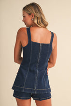 Load image into Gallery viewer, ANNIE SQUARE NECK DENIM ROMPER | DK DENIM
