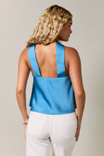 Load image into Gallery viewer, AVERY STRAPLESS SCARF DETAIL SATIN TOP | BLUE