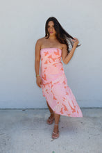 Load image into Gallery viewer, ESME PALM MIDI ASYMMETRICAL DRESS | ORANGE &amp; PINK