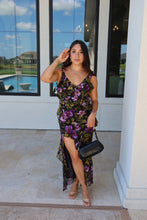 Load image into Gallery viewer, MIDNIGHT VIOLET ASYMMETRICAL RUFFLED DRESS
