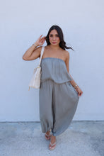 Load image into Gallery viewer, REAGAN STRAPLESS BALLOON JUMPSUIT | OLIVE