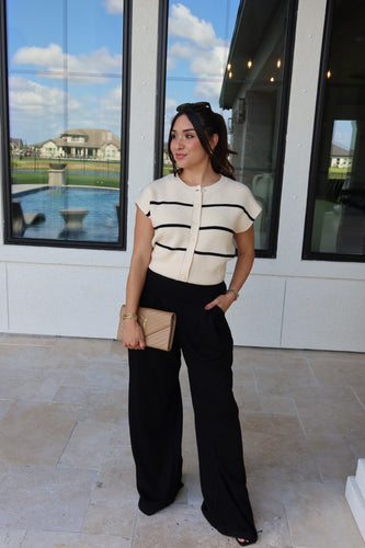 HARPER PLEATED WIDE LEG SWEATPANTS | BLACK