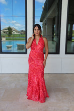 Load image into Gallery viewer, IRIS SUNSET HALTER MAXI DRESS | RED