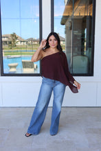 Load image into Gallery viewer, AURORA ASYMMETRIC CHIFFON TOP | CHOCOLATE
