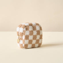 Load image into Gallery viewer, CHECKERED SQUARE TEDDY POUCH | TAN