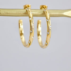 ZIRCON PAVE HOOP EARRINGS | WATERPROOF