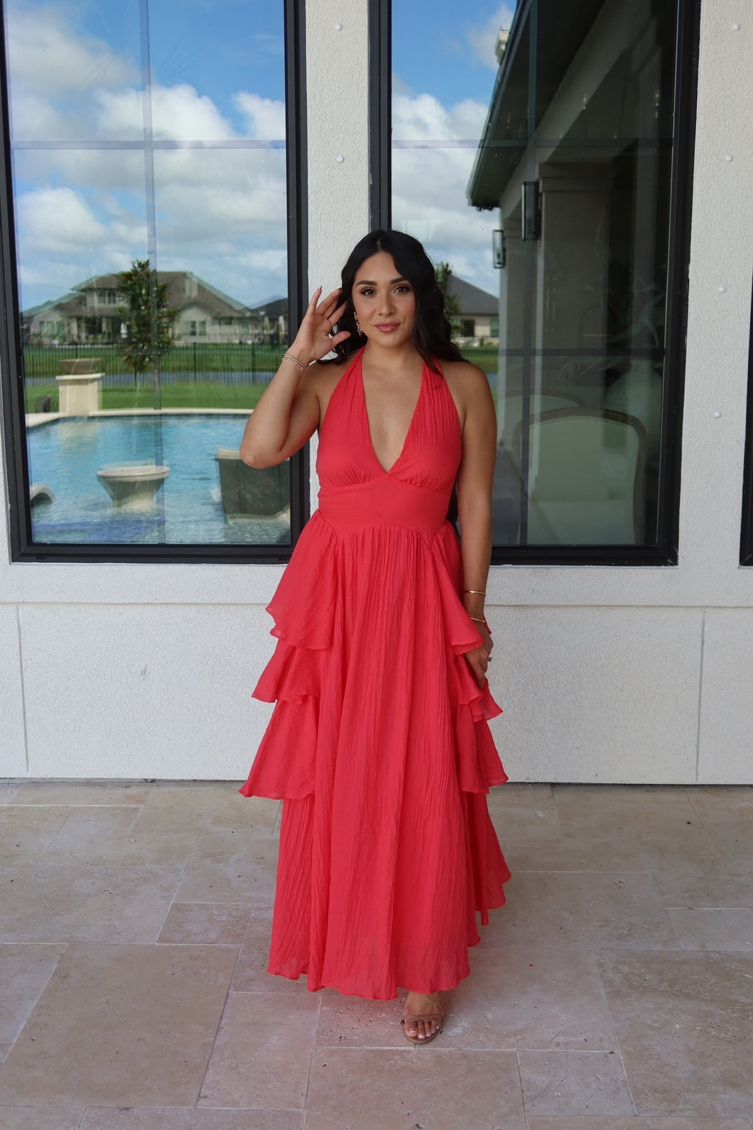 mica maxi dress TIERED RUFFLE HALTER ready Mica is a Size:120 (3-4T) womens y2k bodycon dress earth-day-26