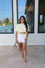 Load image into Gallery viewer, MYRA SHOULDER CREW NECK TOP | BUTTER YELLOW