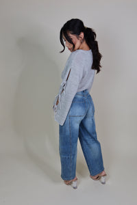 TESSA LOOSE FIT BARREL DENIM PANTS