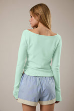 Load image into Gallery viewer, MADELINE BOAT NECK LACE DETAIL TOP | MINT