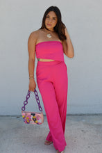 Load image into Gallery viewer, BRITTANY LINEN BANDEAU PANT SET | FUCHSIA