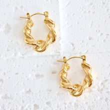 Load image into Gallery viewer, TWISTED HOOP EARRINGS | WATERPROOF