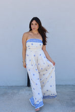 Load image into Gallery viewer, DAYA TUBE TIE BACK JUMPSUIT | IVORY &amp; BLUE