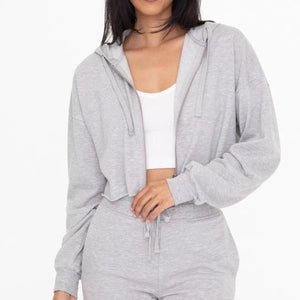 FRENCH TERRY CROPPED HOODIE & SWEATPANT SET