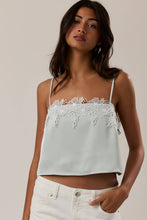 Load image into Gallery viewer, FELICITY LACE TRIM SATIN TOP | MINT
