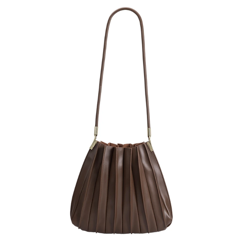CARRIE PLEATED SHOULDER BAG | CHOCOLATE