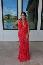 Load image into Gallery viewer, IRIS SUNSET HALTER MAXI DRESS | RED