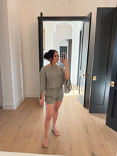 Load image into Gallery viewer, ELARA BOAT NECK SHORTS SET | OLIVE HAZE