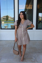 Load image into Gallery viewer, CHARLOTTE STRIPED ZIP UP MINI DRESS | BROWN &amp; CREAM