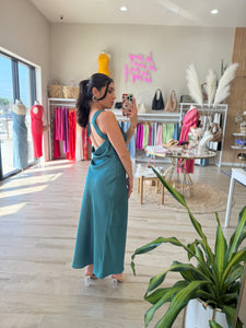 JADE OPEN BACK MIDI DRESS | EMERALD
