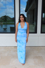 Load image into Gallery viewer, VIVIANNA COWL NECK HALTER MAXI DRESS | BLUE