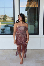 Load image into Gallery viewer, ASTRA BOHO PATCHWORK FRINGE DRESS