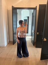 Load image into Gallery viewer, ADELINE LINEN BLEND WIDE LEG PANTS | NAVY
