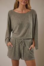Load image into Gallery viewer, ELARA BOAT NECK SHORTS SET | OLIVE HAZE
