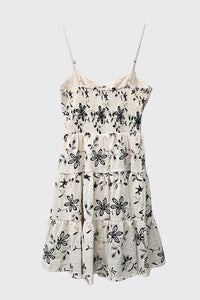 SASHA EMBROIDERY CUT OUT MINI DRESS | IVORY & BLACK