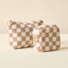 Load image into Gallery viewer, CHECKERED TEDDY POUCH | TAN