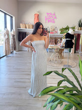 Load image into Gallery viewer, MAYA STRIPED STRAPLESS MAXI DRESS | IVORY &amp; BLACK