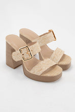 Load image into Gallery viewer, CHARLIE BOLD BUCKLE PLATFORM HEEL | RAFFIA