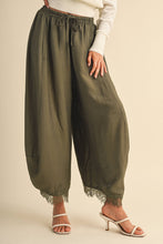 Load image into Gallery viewer, BEATRICE BARREL LACE HEM PANTS | OLIVE
