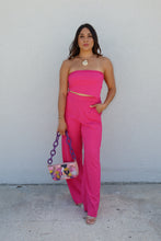 Load image into Gallery viewer, BRITTANY LINEN BANDEAU PANT SET | FUCHSIA