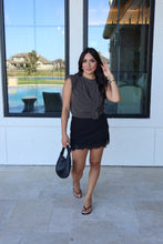 Load image into Gallery viewer, ARIA FLORAL LACE HEM SKORT | BLACK