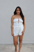 Load image into Gallery viewer, MAE STRAPLESS LACE SHORT SET | WHITE