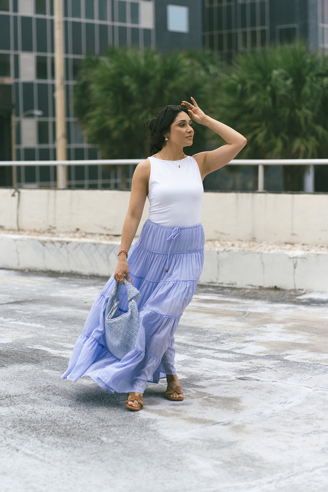 PERI TIERED MAXI SKIRT | PERIWINKLE