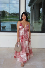 Load image into Gallery viewer, FLORENCE PATCHWORK PAISLEY MAXI DRESS | BURGANDY