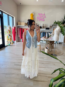DELILAH DENIM + LACE TRIM VEST
