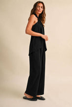Load image into Gallery viewer, SAVANNAH HALTER TIE LINEN BLEND TOP | BLACK