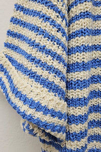 JENNA STRIPED SLOUCHY KNIT TOP | ECRU & BLUE