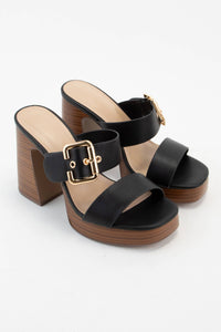 CHARLIE BOLD BUCKLE PLATFORM HEEL | BLACK