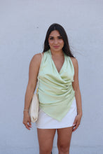 Load image into Gallery viewer, JULIETTE WRAP HALTER NECK TOP | LT SAGE